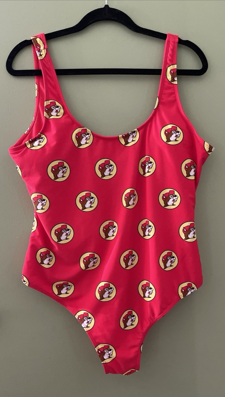 Buc-ees One Piece Bathing Suit Womens XL Red All Over Print Swim New